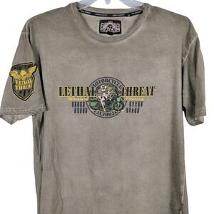 Lethal Threat Wheels of Victory Biker T-Shirt Olive Pinup Graphic Men M y2k